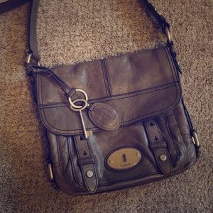 Fossil Gunmetal Gray Crossbody Bag